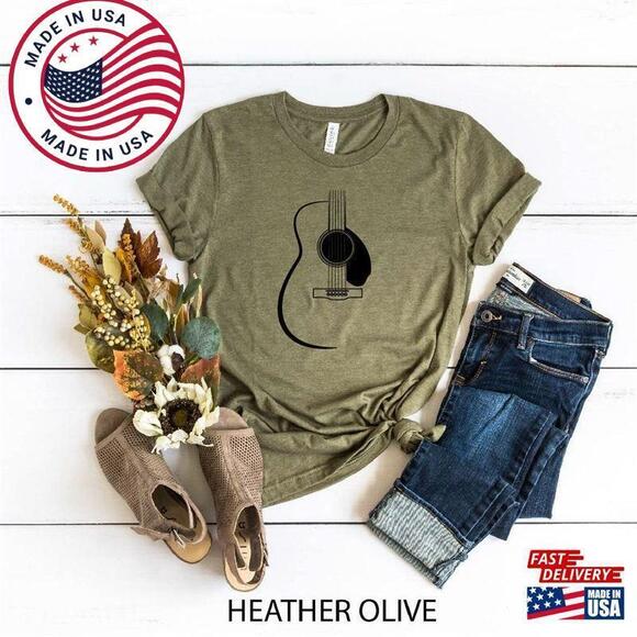 Tops - Acoustic Guitar T-Shirt Musician Tee Music Shirt Classic